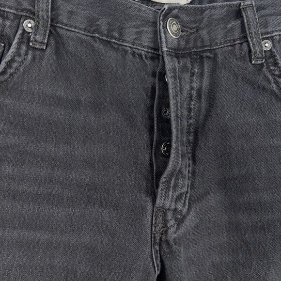 We The Free People Jeans Womens 27 Black Maggie Mid Rise Straight Leg Grunge Rip - Picture 4 of 16